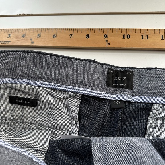 J. CREW Men's 484 Slim Fit Brushed Twill Plaid Pants Size 34 X 28 Dark Gray - Picture 6 of 12